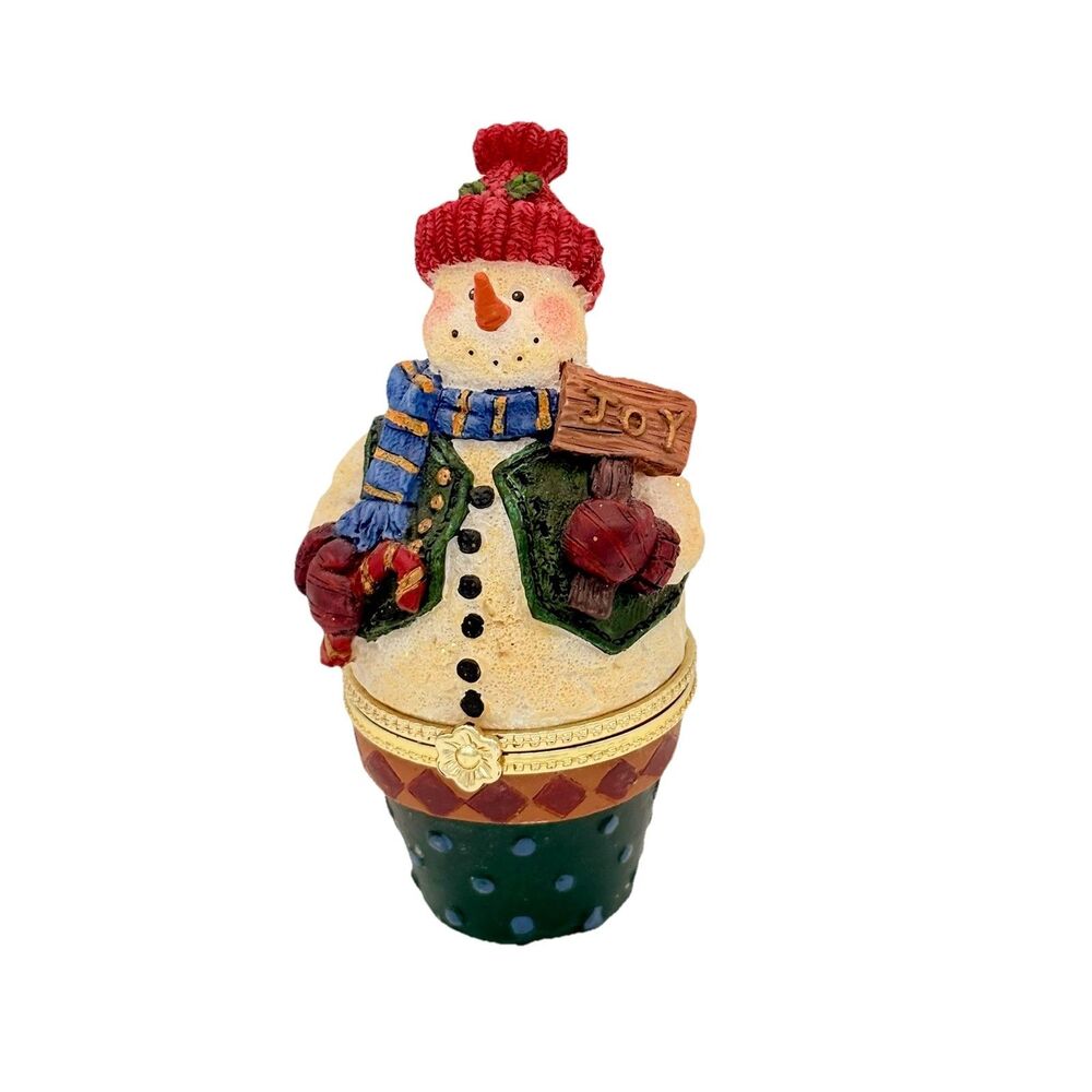 Snowman Christmas Hinged Trinket Box 5” - Picture 1 of 8